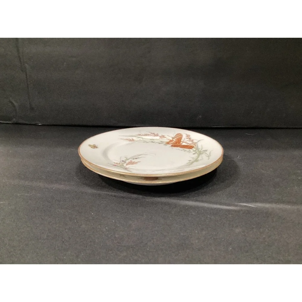 Haviland Meadow Visitors Luncheon Plates Smooth Gold Trim Set Of 2 Butterflies